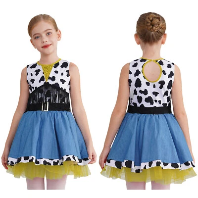 Girls Dalmatians Printed Cosplay Mock Neck Halloween Party Dress A-line Skirt - Image 1 of 4