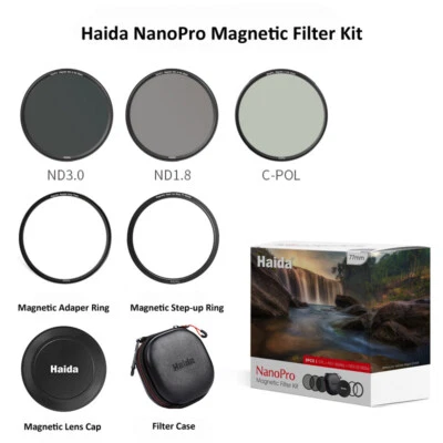 Haida 72/77/82mm NanoPro Magnetic Filter Kit (CPL + ND1.8 + ND3.0 + Cap + Case) - Image 1 of 4