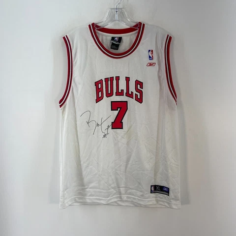 Reebok White NBA Chicago Bulls Ben Gordon #7 Signed Jersey Youth Boys Size XL Cover
