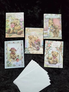 (5) Oso adorable único Diseño Varias tarjetas de deseos con sobres Lote # 54 - Imagen 1 de 8