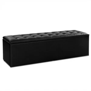 Artiss Storage Ottoman 140cm Large PU Leather Black - Picture 1 of 1