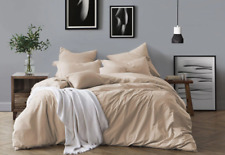 SWIFT HOME PRE-WASHED COTTON CHAMBRAY DUVET COVER&SHAM SET,ALMOND,FULL/QUEEN