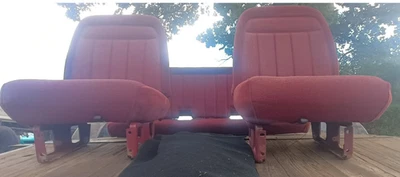 1988-1994 Chevy GMC Sierra 1500 Bench Bucket Seats Extended Cab Cloth Red OEM - Image 1 of 4