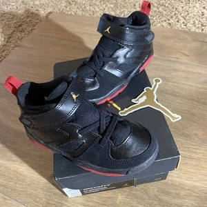 Jordan Flight Club '91 Schuhe Kleinkind Jungen Größe 9C schwarz/rot Basketball Jumpman - Bild 1 von 15