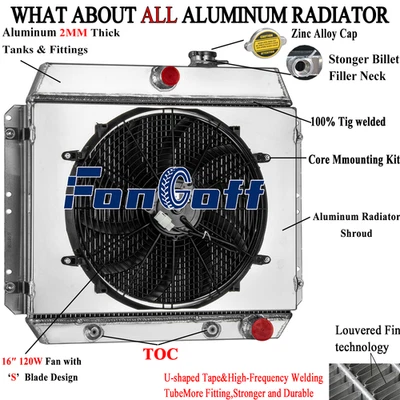 3 Row Radiator+Shroud Fan fits 1949-1954/1953 CHEVY BEL AIR CAR SEDAN COUPE V8 - Изображение 1 из 4