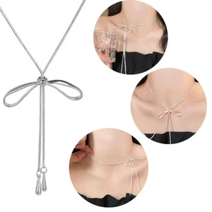 Adjustable Length Bowknot Necklace Minimalist Choker Necklace Casual Wear - Picture 1 of 10