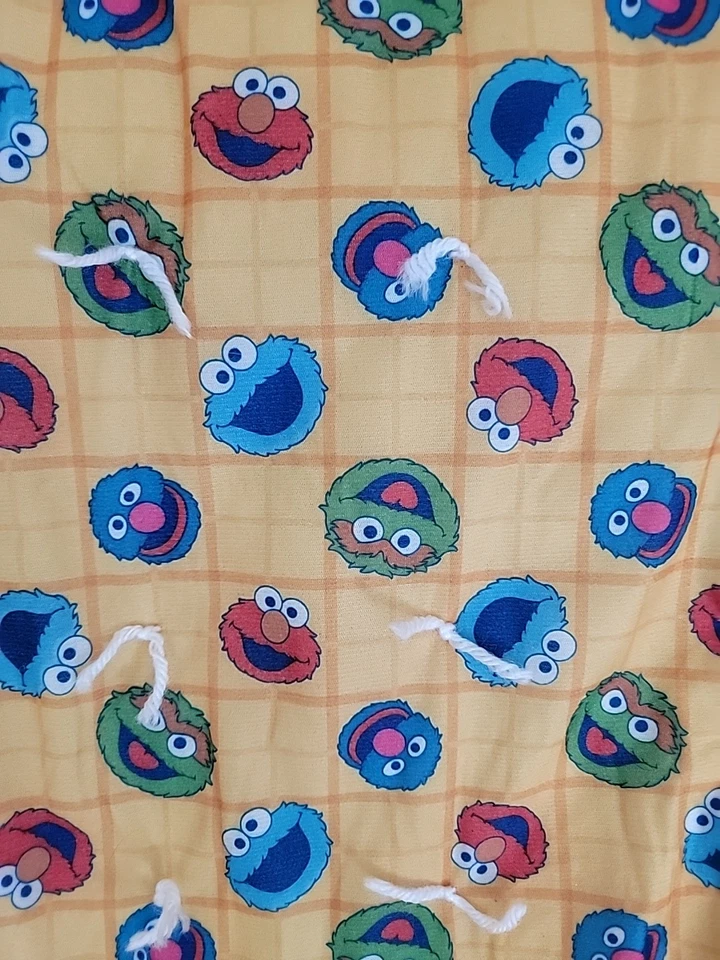 Manta Edredón Infantil De Colección Plaza Sésamo Hecha a Mano 39x46 Franela Trasera Sin Usar Foto 1 de 4