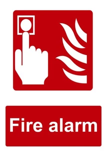 Fire Alarm Red Fire Signage Acrylic Vinyl Sign Sticker Notice Safety - Picture 1 of 1
