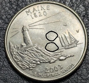 2003-P 25c Maine State Quarter Error Object Struck Through Grease Extra Bird Unc - Picture 1 of 15