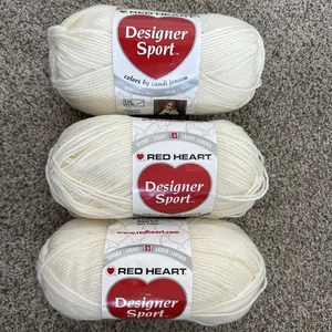 Lot Of 3 New Red Heart Designer Sport Ivory 3101 Yarn 3oz Skeins Crochet Knit - Picture 1 of 2