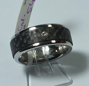 Linder Carbon  / Edelstahl Zirkonia Freundschaftsring Gr. 54  EB481 - Bild 1 von 3