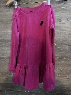 Vestido suéter quente veludo rosa Juicy Couture infantil menina tamanho M 6 7 - Imagem 1 de 4