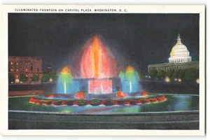 Illuminated Fountain On Capitol Plaza, Washington, D.C., VTG Postcard ME4. - Picture 1 of 2