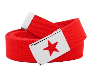 Build A Belt Kid's Star Silver Flip Top 1.25" Wide Buckle with Canvas Web Belt - Picture 1 of 24