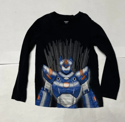 Carters Originals Boys Size 6 Long Sleeve Shirt. Robot Black - Image 1 of 4