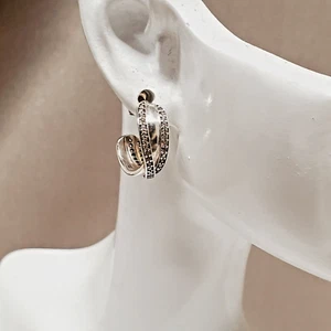 Authentic Pandora Sterling Silver Entwined Hoop Earrings #290730 - Picture 1 of 5