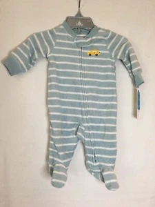 New Carter's Cars Terry Sleeper Baby Boy Sleep Play Footie Footed Blue Stripe - Picture 1 of 4