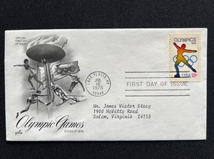 1698 Olympics Skating FDC Art Craft Jul 16 1976 Lake Placid NY - Picture 1 of 2