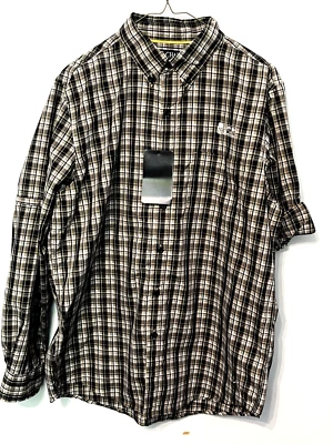 Camisa nova com etiquetas Chaps Explorer Trekker UPF 50+ manga longa preta cinza xadrez tamanho médio - Imagem 1 de 4