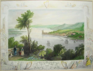 Cork Irlanda grabado en acero antiguo real coloreado alrededor de 1840 - Imagen 1 de 1