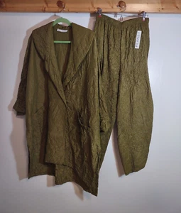 Combo de capa y pantalón Planet Silk OSFM seda arrugada hecho en EE. UU. Diseñador arte para usar - Imagen 1 de 23