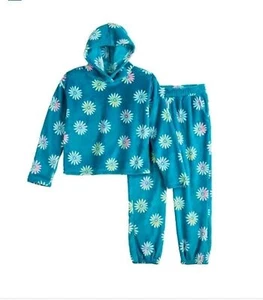 SO Pajama For Girls Size Xsmall (6/6X) Blue Floral Super Soft Warm 2pcs - Picture 1 of 7