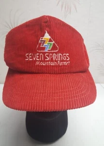 Seven Springs Mountain Resort 7 Springs Red Corduroy Snapback Hat Made in USA - Picture 1 of 6