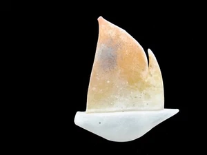 SIGNED & Labels Murano Glass Vintage Art Glass Cenedese Scavo SailBoat Orange. - Picture 1 of 8