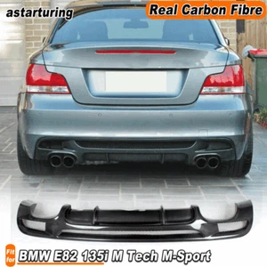 REAL Carbon Rear Bumper Diffuser Quad For BMW 1-Series E82 135i M Tech M-Sport - Picture 1 of 10