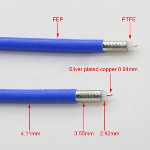 60 Meters RG402 .141" Semi-Flexible Coaxial Cable 50Ω with Blue FEP Jacket - Picture 1 of 5