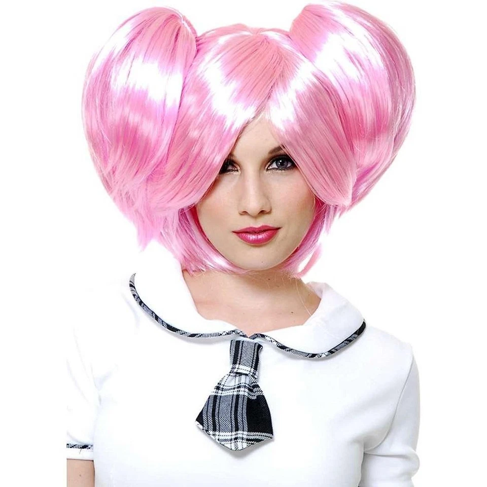 Madoka Kaname Wig Pink Anime Fancy Dress Halloween Adult Costume Accessory - Image 1 of 1