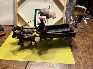 Cast Iron Horse Drawn Fresh Fruits and Vegetables Delivery Cart Wagon, Complete. - Picture 1 of 5