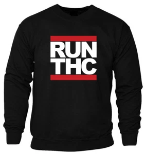 Run THC Weed Cannabis Parody Dope Unisex Cotton Sweatshirt Jumper Pullover - Picture 1 of 3