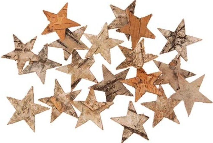 RILOSTORE 72 STK Birkensterne 4cm groß Weihnachten Tischdekoration Sterne Birke Rinde o388