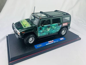 MARVEL HULK 2003 HUMMER H2 SUV 1:18 MAISTO OPENING HOOD & DOORS , WITH STAND - Picture 1 of 11