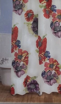 Bocova Poppy Flowers Print High Quality Silky Fabric Shower Curtain 70" x 72" Foto 1 de 4