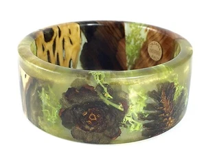 BRACELET SIZE L PINE CONE, CHOLLA CACTUS, MOSS, RED WOOD HANDMADE - Picture 1 of 6