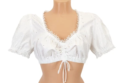 K38) Stockerpoint sexy Dirndlbluse Trachtenbluse Gr. 36 S Weiß Neu - Bild 1 von 4