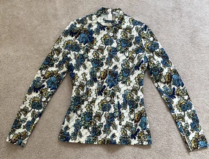 Stella Mccartney Triacetate Floral Monogram Mock Neck Long Sleeve Top 36 (S) - Picture 1 of 6