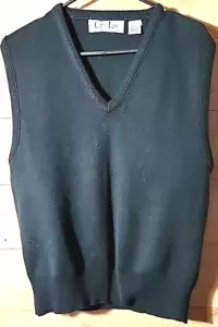 Retro Golf Wear Cypress Links Sweater Vest Men S Black Cotton Made in U.S.A - Picture 1 of 4