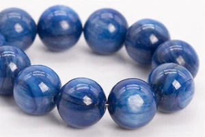 Cuentas sueltas redondas de piedras preciosas de cianita natural genuina de 11 mm de 4" - Imagen 1 de 3