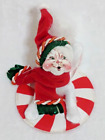 Vintage 2005 Annalee Christmas White Squirrel Riding a Peppermint Sled RARE