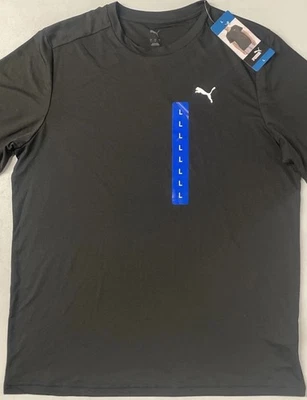 PUMA Mens Lightweight Crew Neck Active Tee T-Shirt Short Sleeve Logo BLACK LARGE - Image 1 of 4