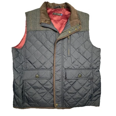 Vince Camuto Hunting Vest Mens X Large Blue & Gray quilted Puffer Tweed  - Image 1 of 4