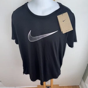 Nike Tee Running Training Shirt Top Girls Size XL Black NWT NEW Swoosh - Picture 1 of 6