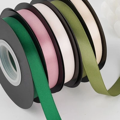 20 Yards Reel Double Face Polyester Satin Ribbon Solid Color - 1.2/2.8/8cm Width - Image 1 of 4