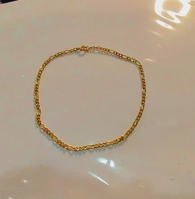 Tobillera de cadena de eslabones Figaro de oro amarillo de 14K de 2 mm - 10" pulgadas de largo ((165)) Foto 1 de 4