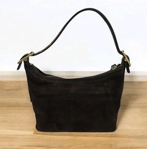 Vtg 90s Y2K Brown Suede Demi Mini Coach Shoulder Bag Top Zip Hobo Satchel 9841 - Picture 1 of 14