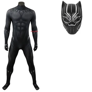 Superheld Black Panther Cosplay Body Overall Kostüm Maske Halloween Outfits - Bild 1 von 15