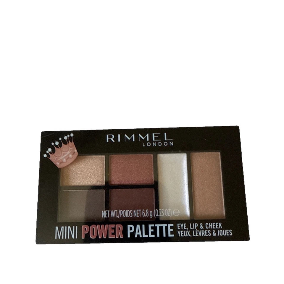 Rimmel London MINI POWER PALETTE Eyeshadow  Lip Gloss Cheeks Highlighter QUEEN - Image 1 of 1